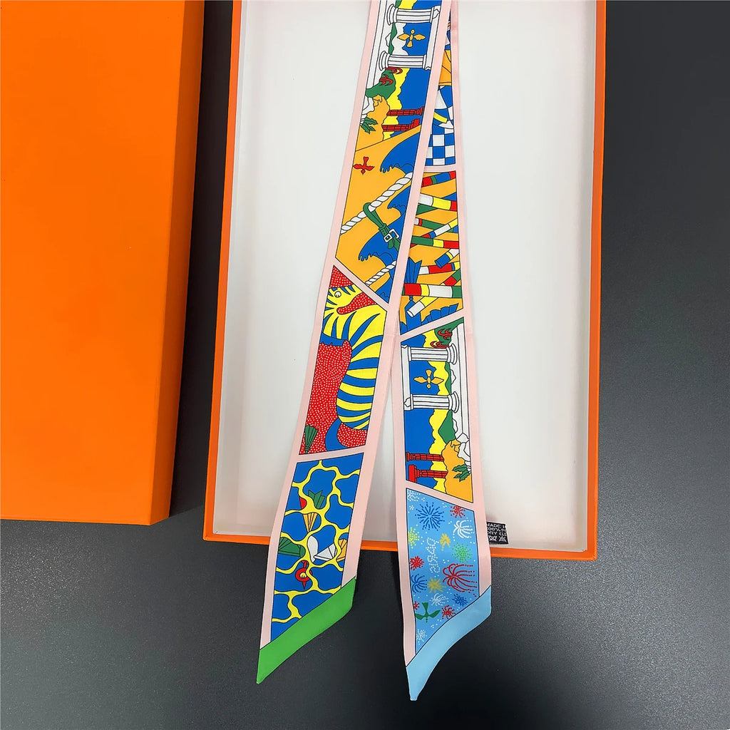 Multi Printed Neckerchief Hair Tie