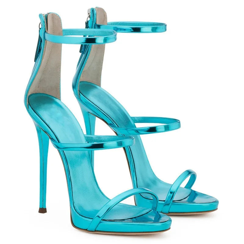 Banquet Zipper Strap Combination High Heels