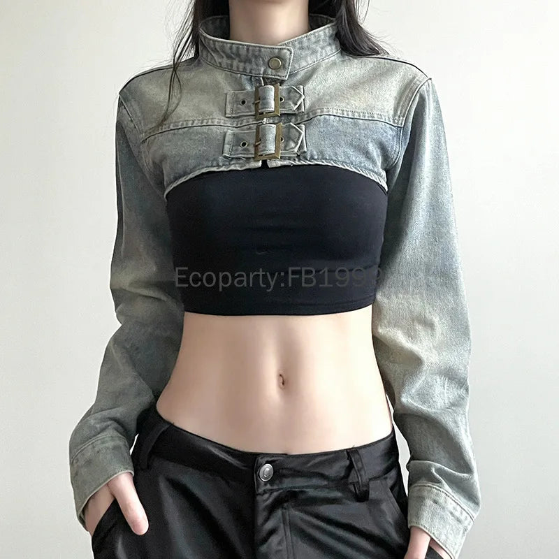 Vintage Denim Crop Top Jackets