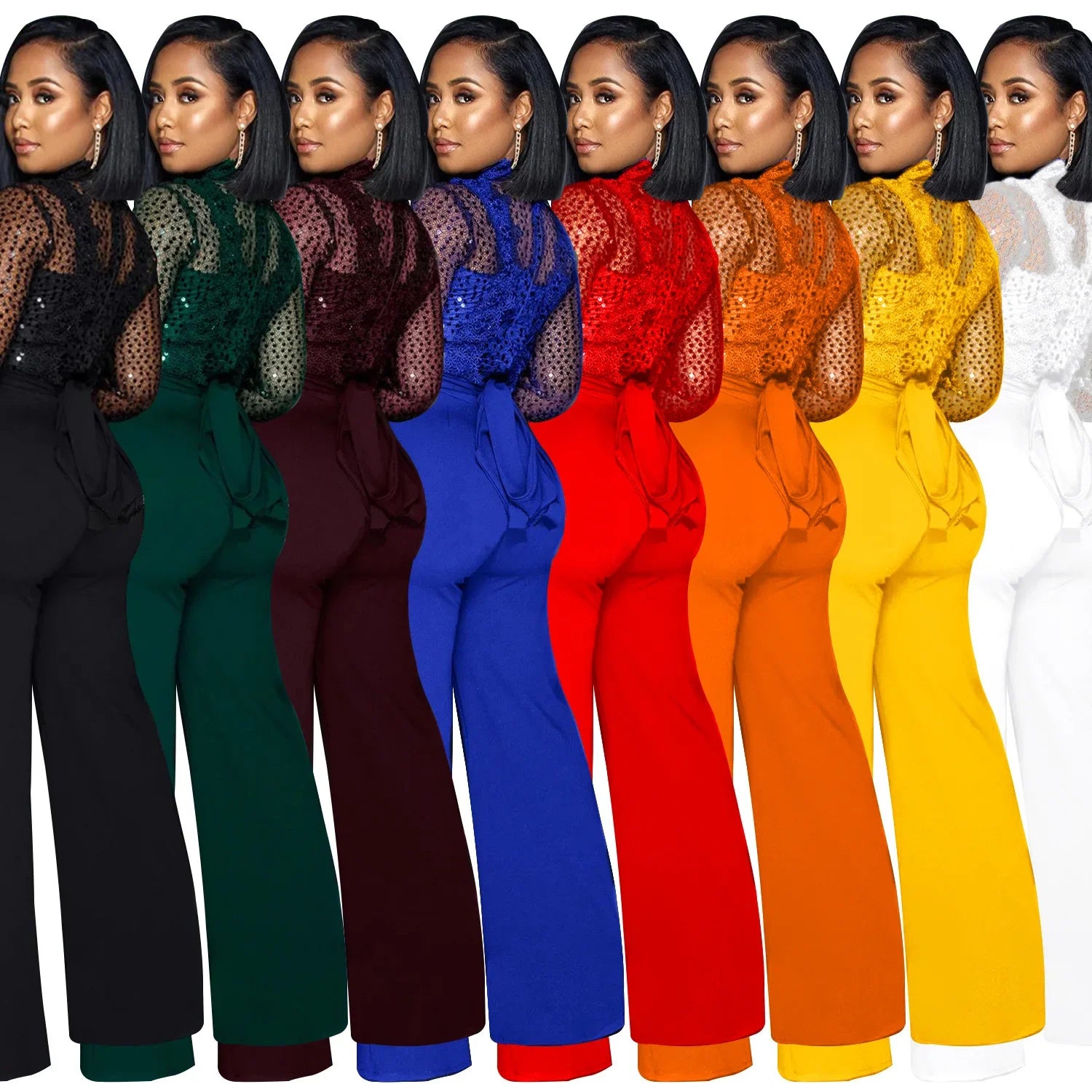 African Lace Patchwork Jumpsuit