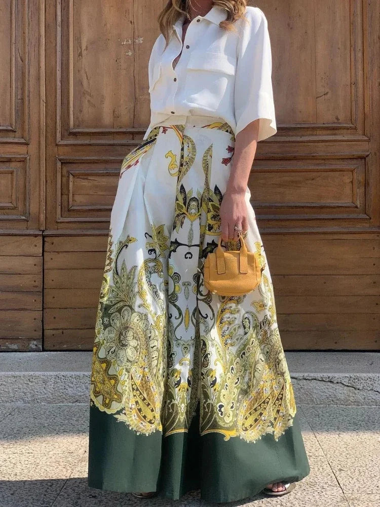2-Piece Fashionable Wide Leg Pants Ensemble