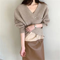 Criss Cross Rib Knit Wrap Sweater