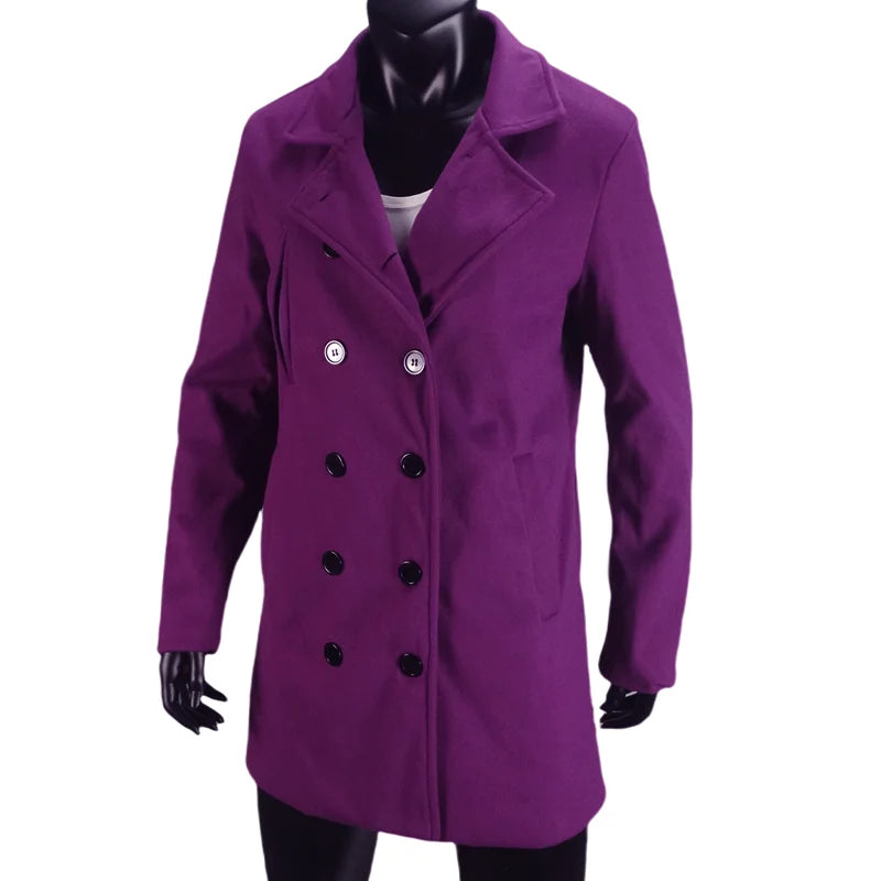 Double Breasted Lapel Trench Coat with Lining