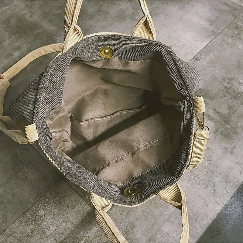 Cute Animal Handbags For Women Casual Travel Large Capacity Totes Shoulder Bags Pug Dog Corduroy Messenger Bag Feminine Bolsas