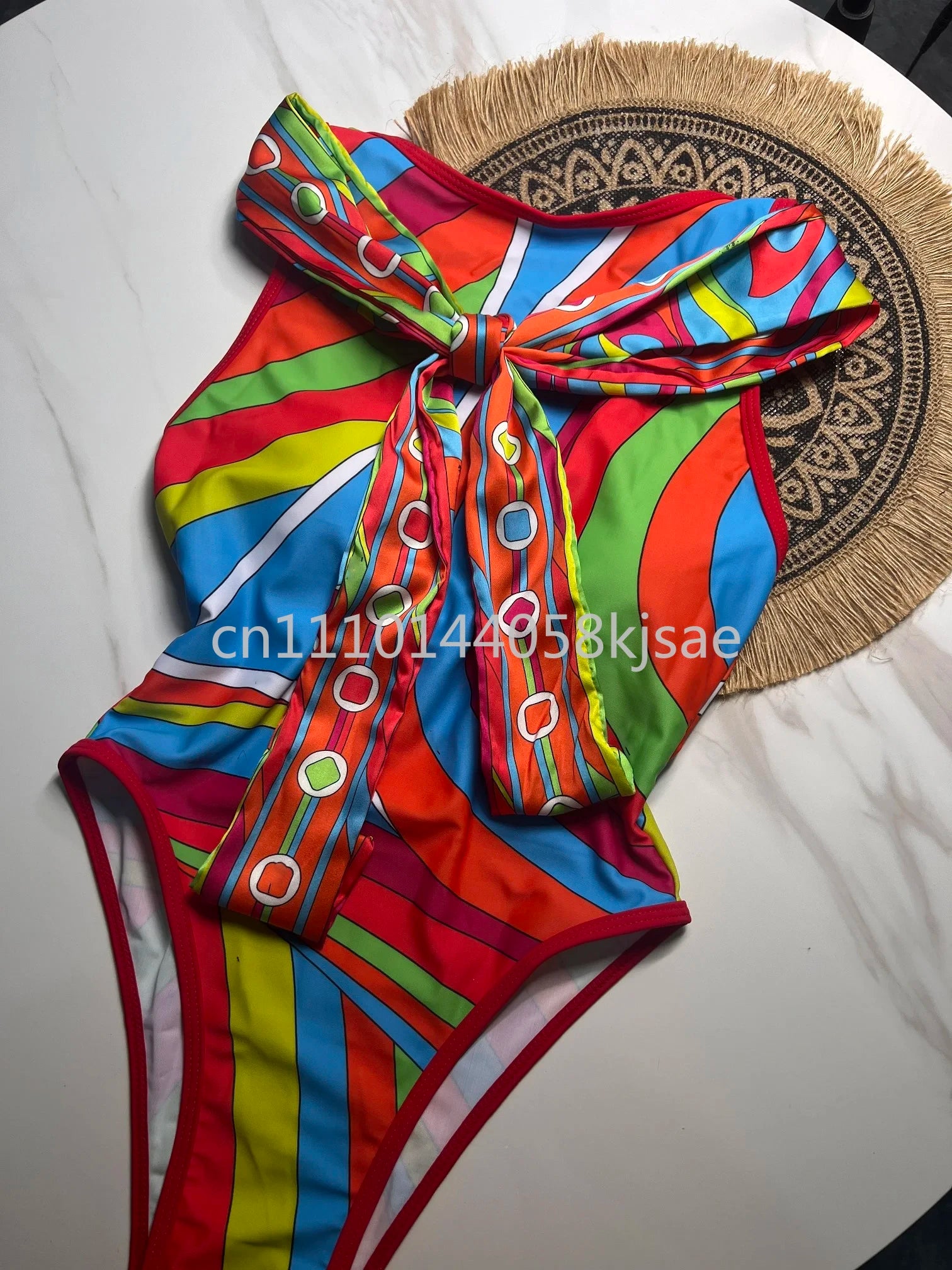 Red Scarf Letter Headband Signature Logo Bikini Sets