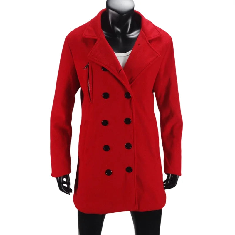 Double Breasted Lapel Trench Coat with Lining