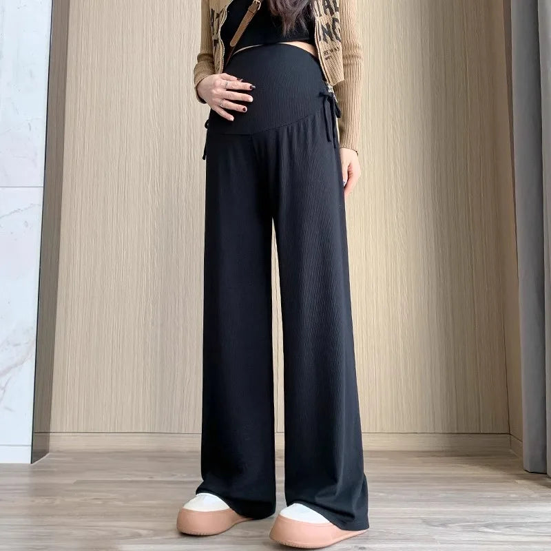 Maternity Drawstring Straight Wide Leg Trousers