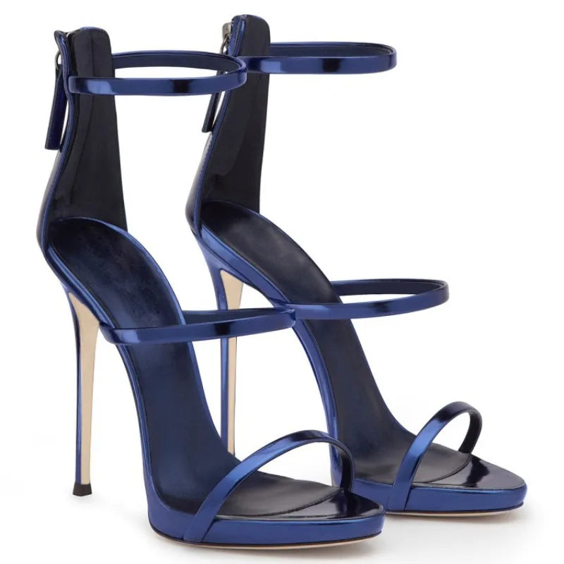 Banquet Zipper Strap Combination High Heels