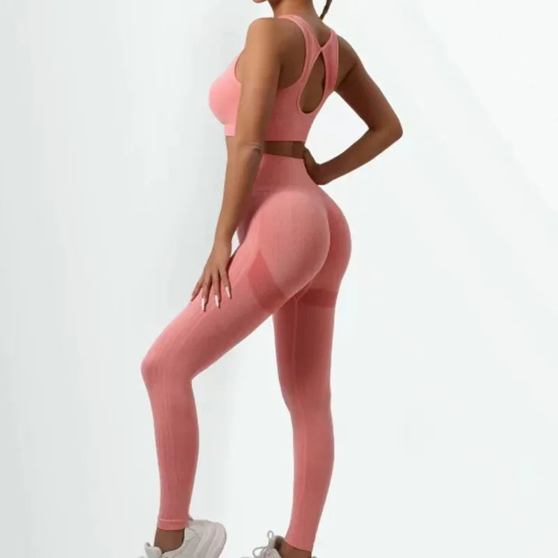 Seamless Yoga Sports Bra+ Hip Lifting Leggings Set