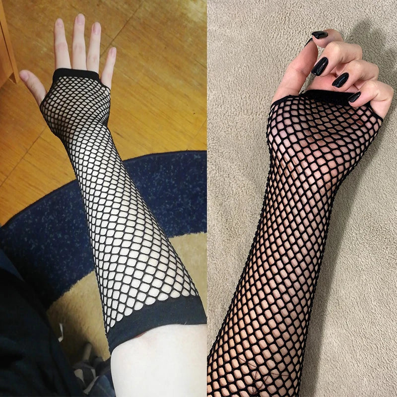 Fishnet Fingerless Long Arm Gloves