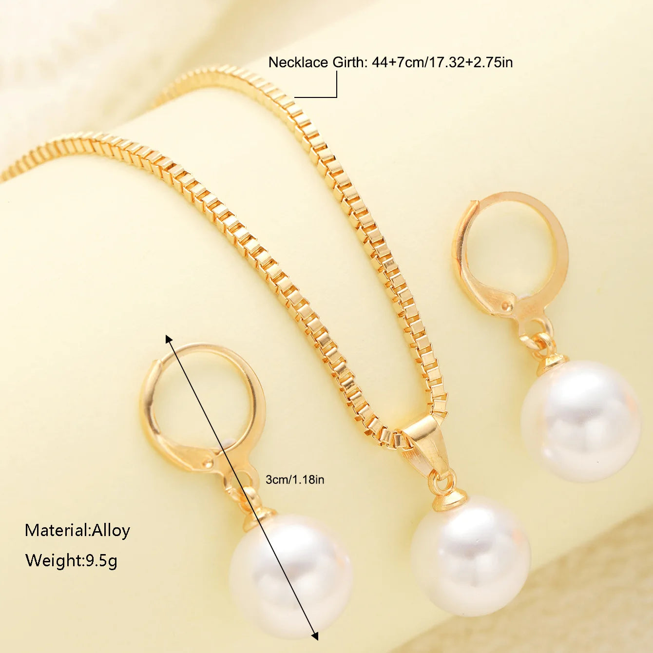 Dangle Earrings Pendant Necklace Pearl Jewelry Set