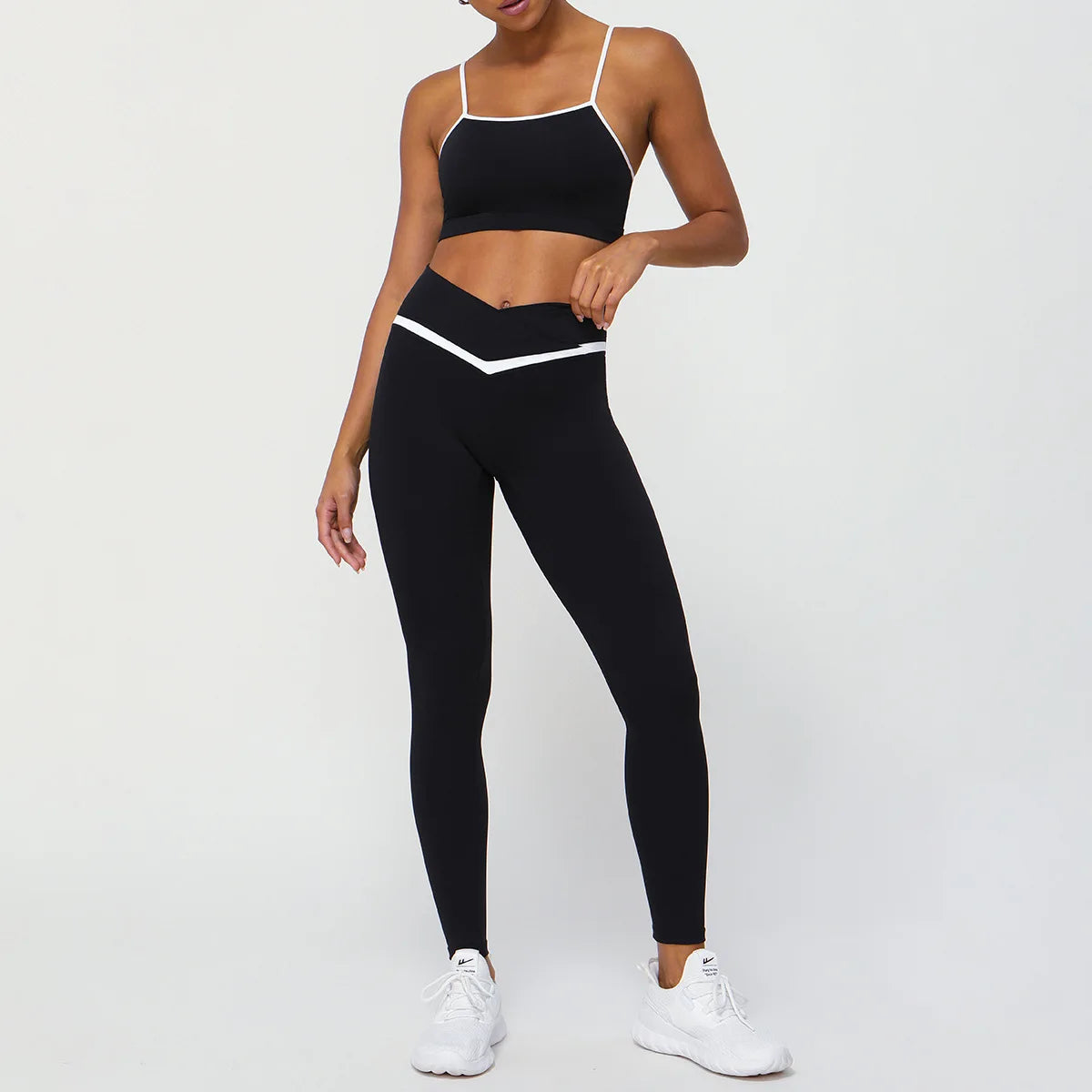 Colorblock Seamless Butt-Lift Yoga Two Piece Set