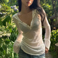 See-Through Hooded Long-Sleeve Top