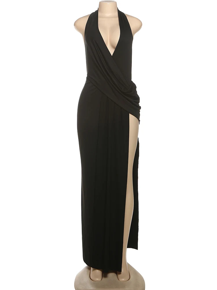 Sexy Deep V-Neck High Splits Long Dress