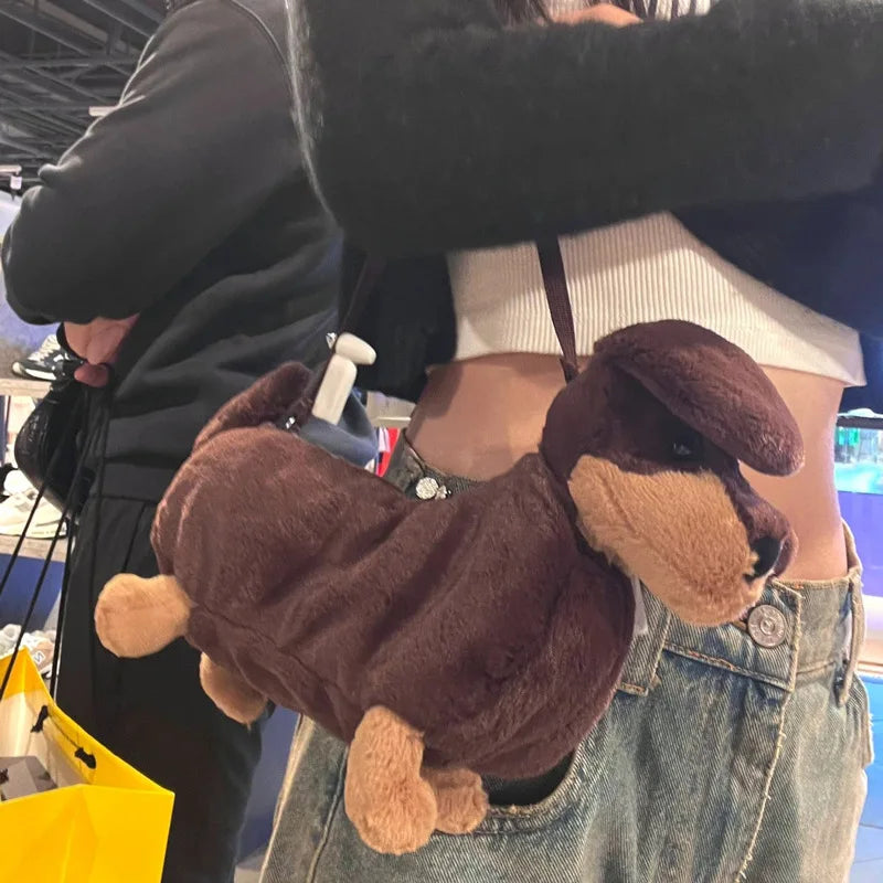 Plush Doll Dog Crossbody Shoulder Bag
