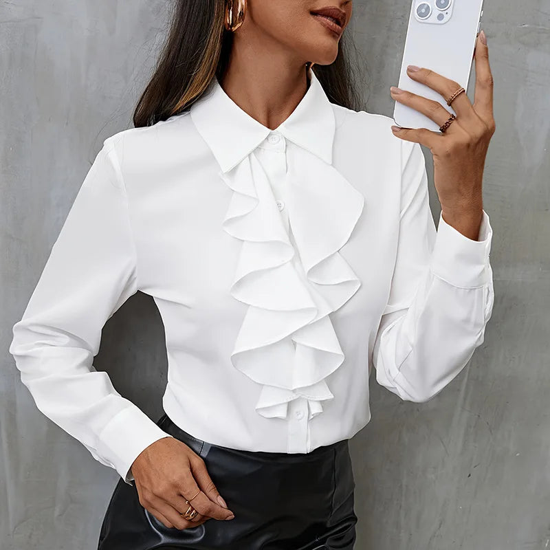 Elegant Ruffles Long Sleeve Blouse