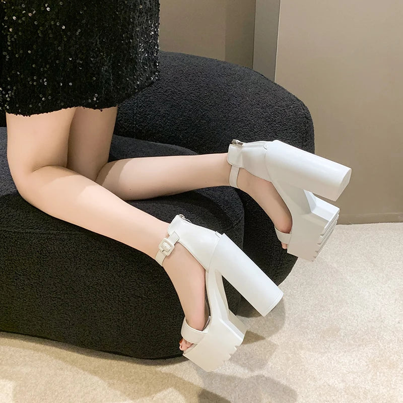 Chunky Peep Toe Platform High Heel Sandal