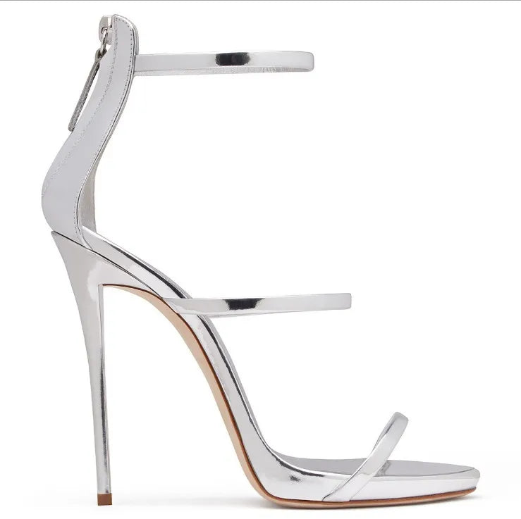 Banquet Zipper Strap Combination High Heels