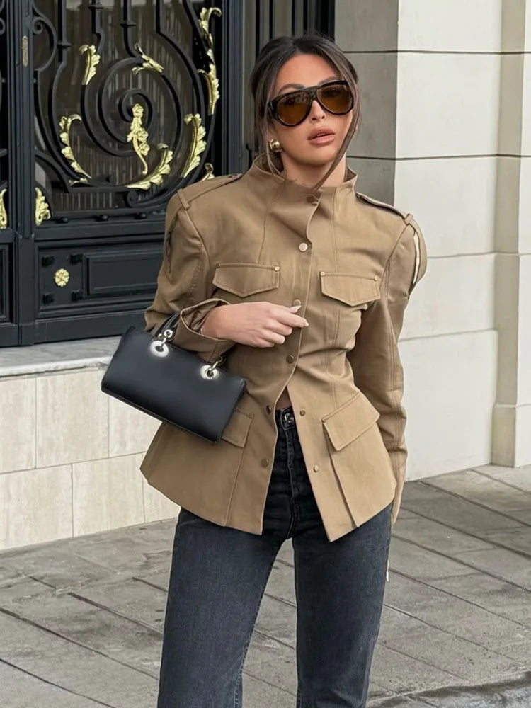 Chic Single Breasted Pocket Decorate Casual Coat