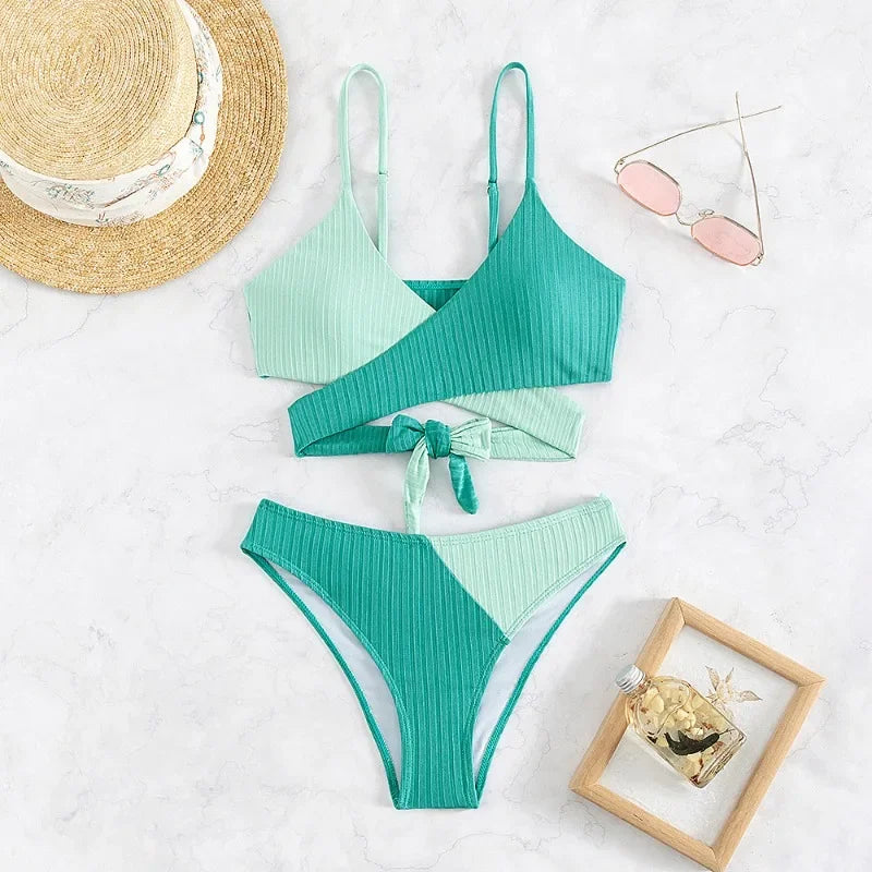 Mixed Colors Cut Out Push Up Swimsuit