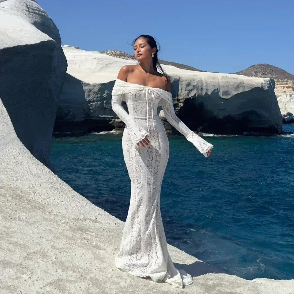 Long Sleeve Lace Evening Dress