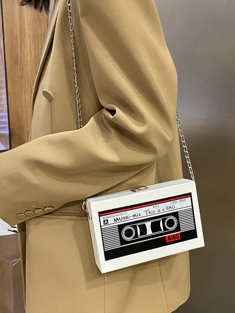 Radio Tape Recorder Print Commute Mini Chain Bag