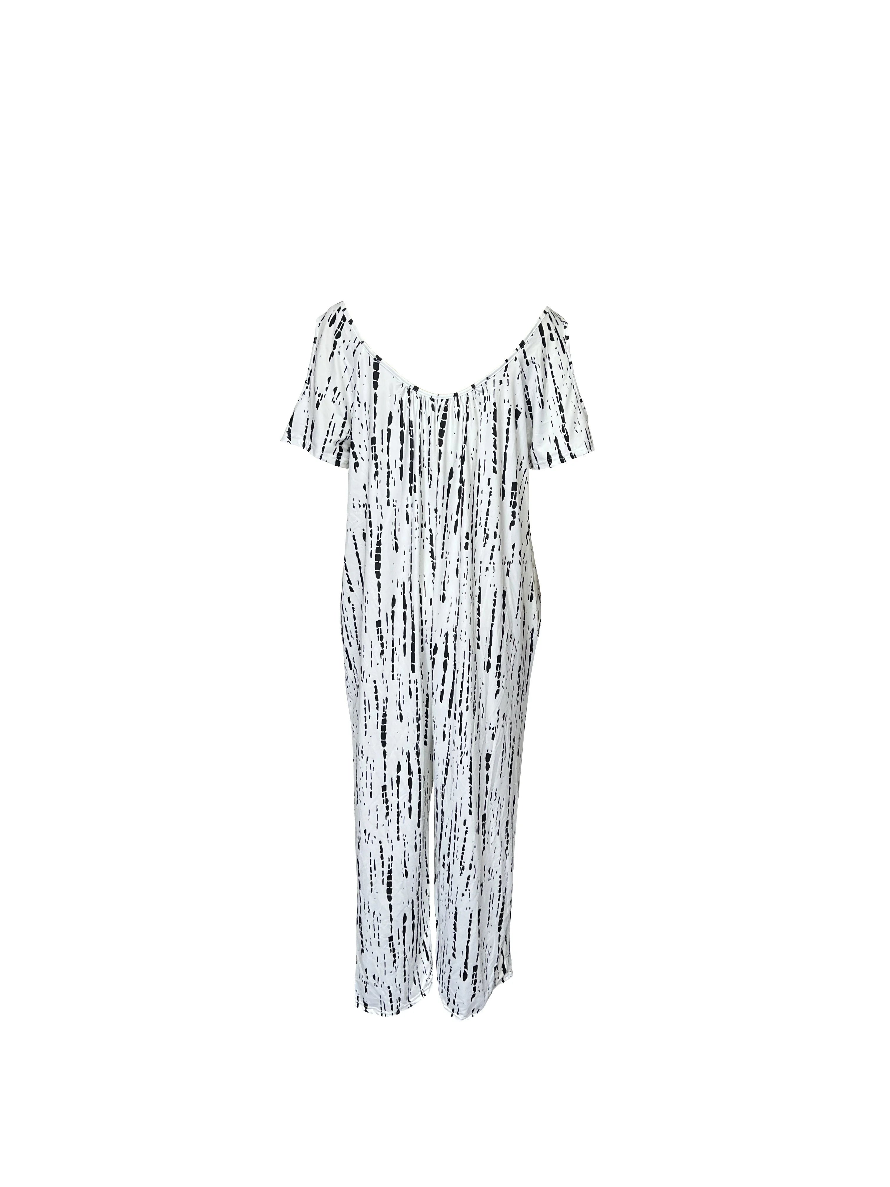 Cross-border Printed V-neck Jumpsuit