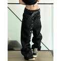 Scimitar Personalized Street Curved Long Button Trendy  Trousers