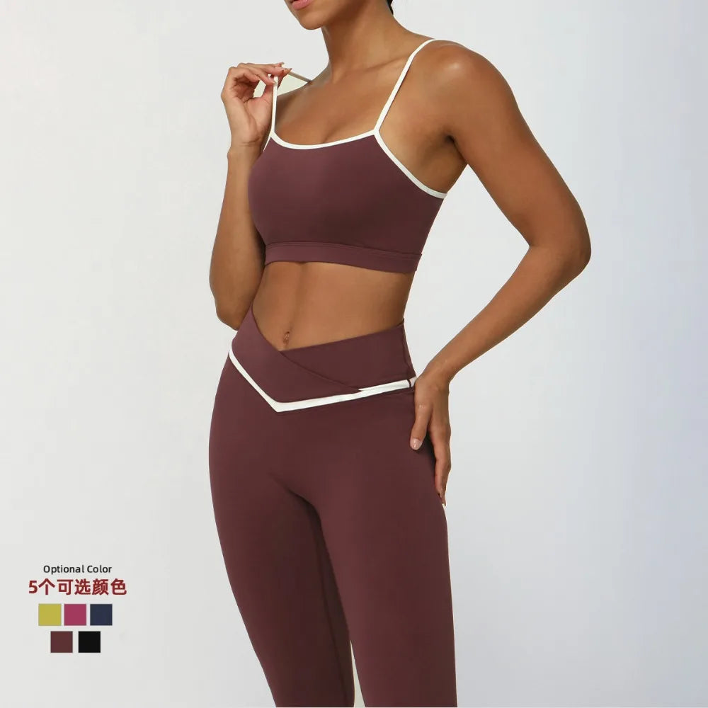 Colorblock Seamless Butt-Lift Yoga Two Piece Set