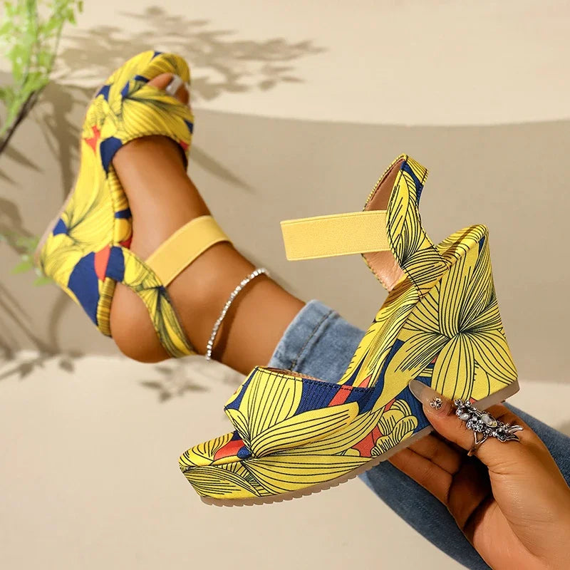 Retro Ethnic Printing Comfortable Wedge Platform Sandals