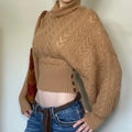 Brown Turtleneck Knitted Vintage Sweater