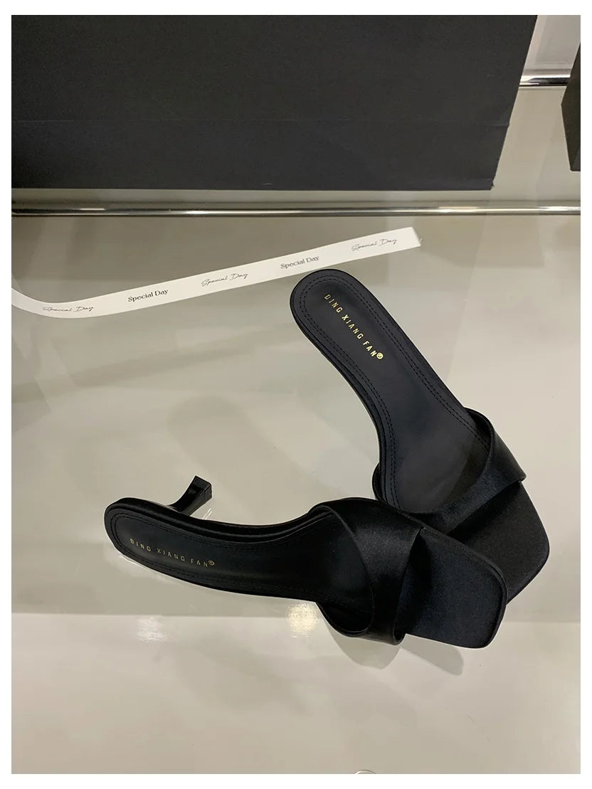Mule Patent Leather Thin Open Toe High Heel Slides