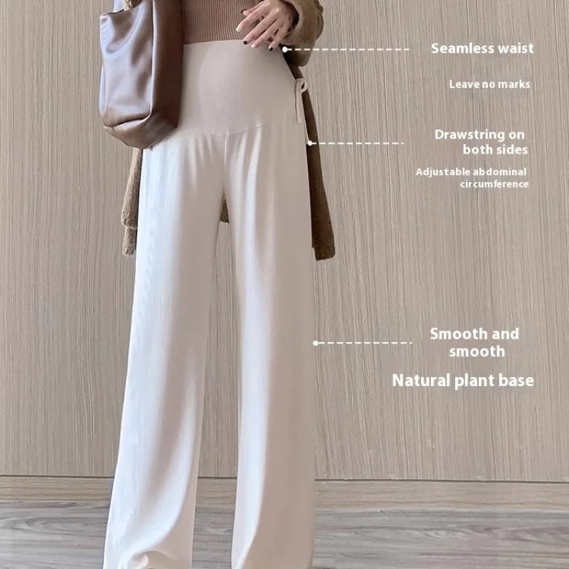 Maternity Drawstring Straight Wide Leg Trousers