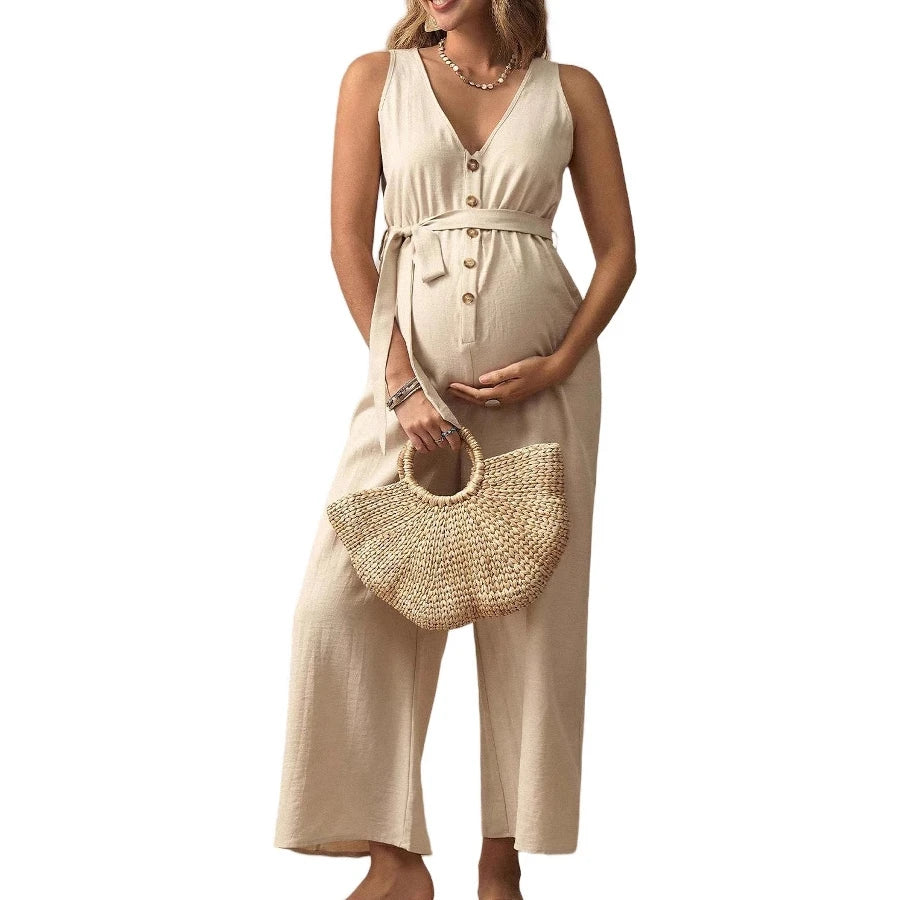 V-neck Sleeveless Loose Jumpsuit Pregnancy Rompers