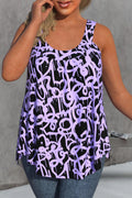 All Over Print Round Neck Casual Tank Top