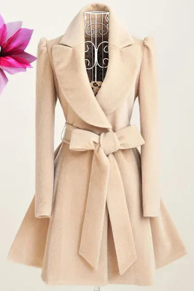 Tweed Long Sleeve Turndown Collar Coat