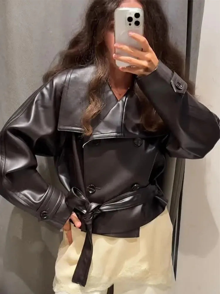 Double Breasted Turn-Down Collar Street Jacket