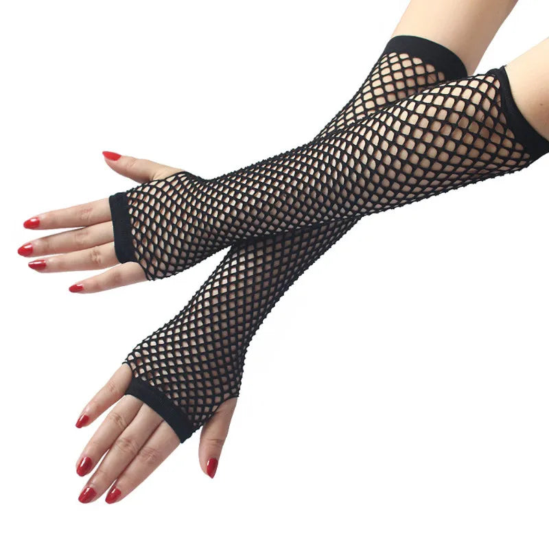 Fishnet Fingerless Long Arm Gloves