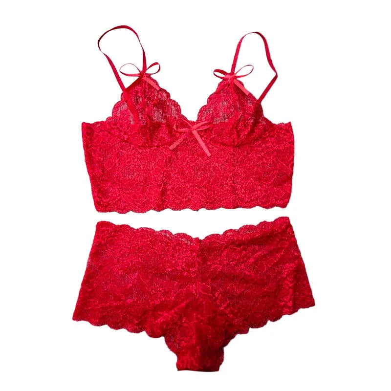 Perspective Lace Strap Bra Underwear Set