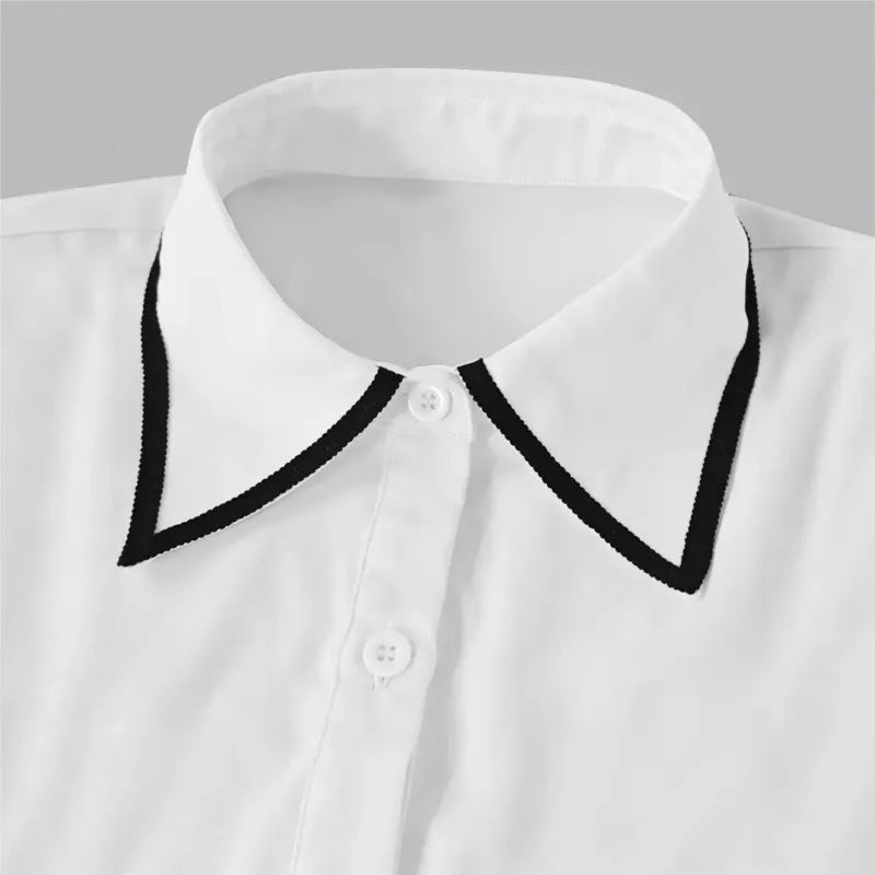 Formal Bow Tie Long-sleeve Contrasting Trim Top