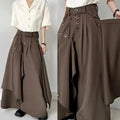 Multi-Button Wide-Leg Culottes Pants