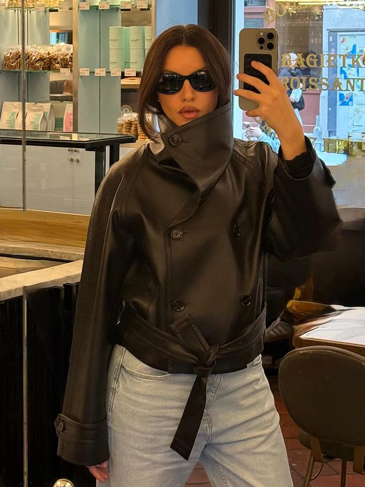 Double Breasted Turn-Down Collar Street Jacket