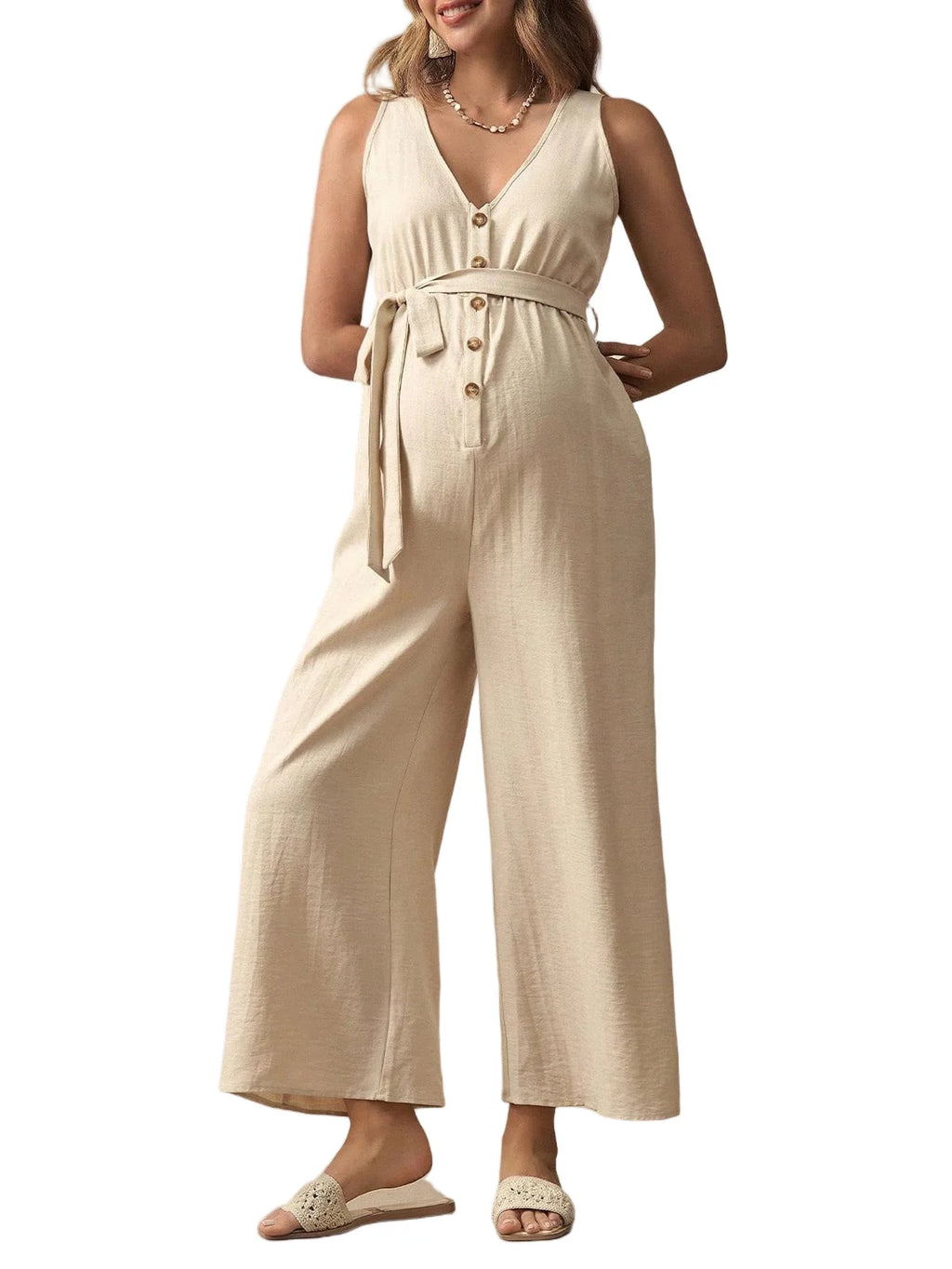 V-neck Sleeveless Loose Jumpsuit Pregnancy Rompers