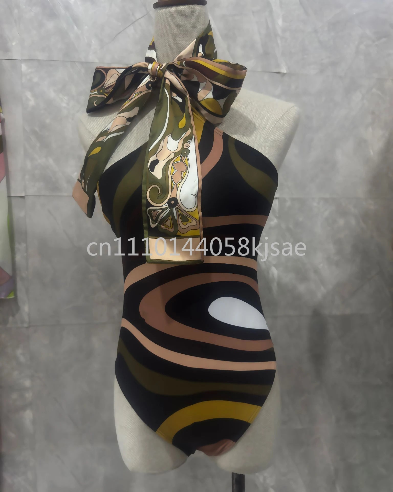 Red Scarf Letter Headband Signature Logo Bikini Sets