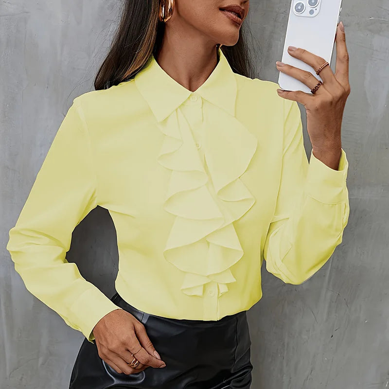 Elegant Ruffles Long Sleeve Blouse
