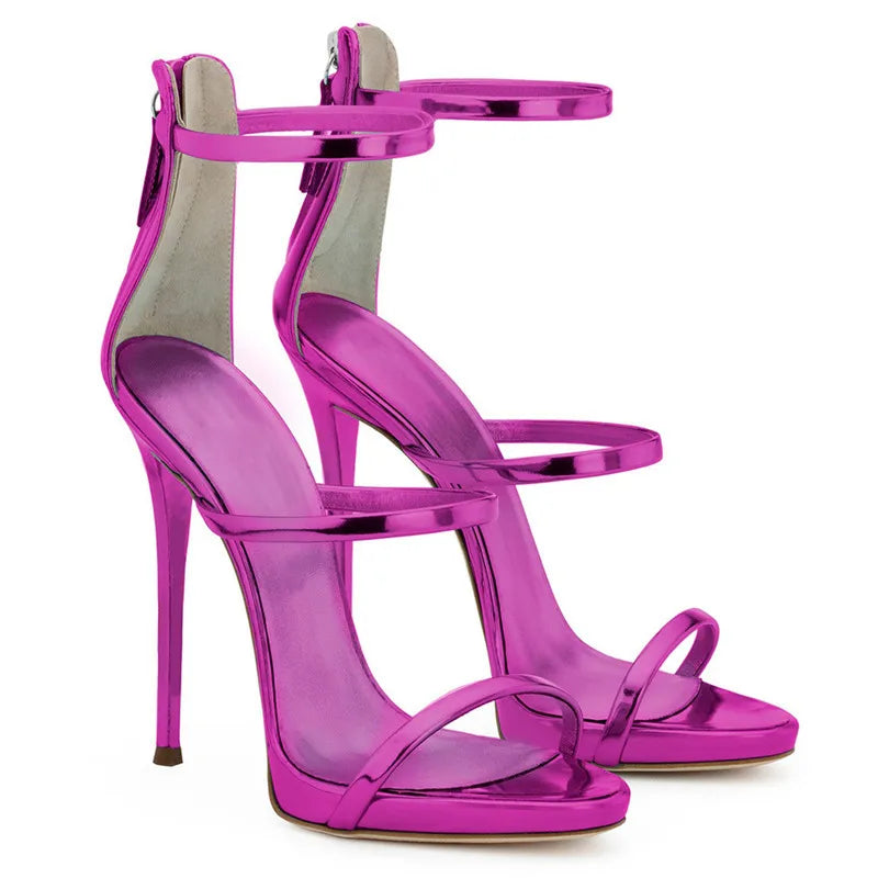 Banquet Zipper Strap Combination High Heels