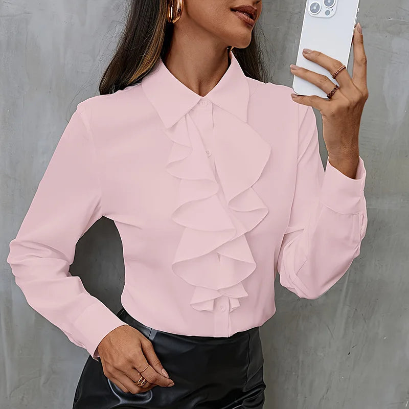 Elegant Ruffles Long Sleeve Blouse
