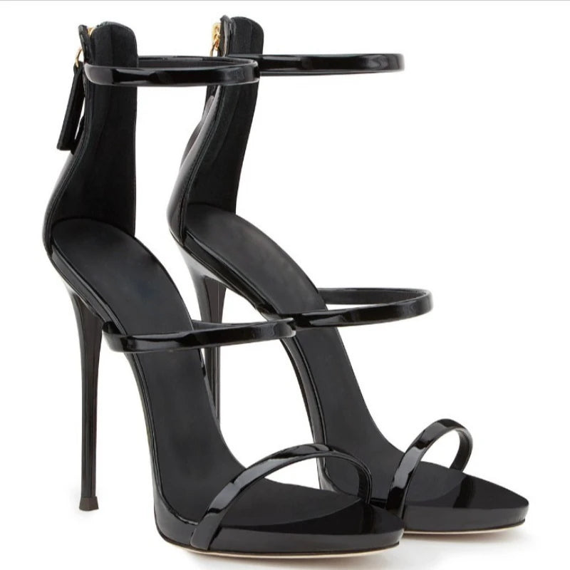 Banquet Zipper Strap Combination High Heels