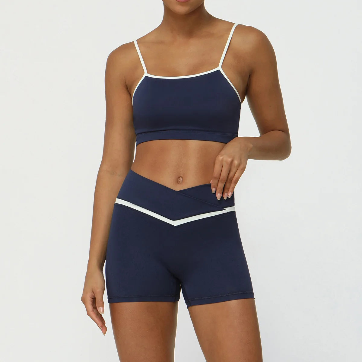 Colorblock Seamless Butt-Lift Yoga Two Piece Set