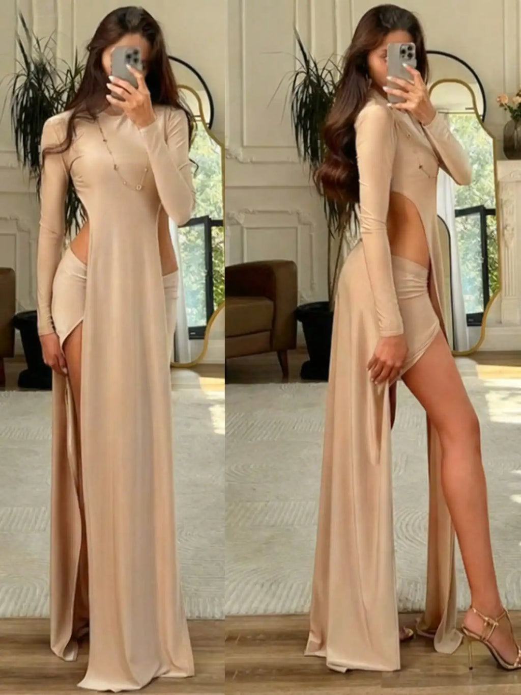 2PC Long Top & Sexy Skirt